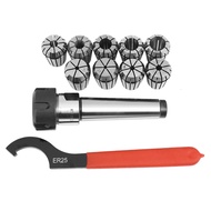 9Pcs Er25 Spring Collets+1Pcs Mt3 M12 Er25 Collet Chuck Morse Taper Holder for Cnc Milling Lathe Too