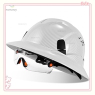 【Construction site safety helmet】 New carbon fiber full-brim safety helmet goggles anti-collision co