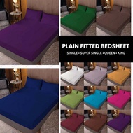 Plain Colours 4in1/2in1 Fitted Bedsheet Set Pillow Case Bolster Case (Single | Queen) Cadar Getah Ke