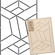 NAKLEO Reusable Plastic Wall Stencil - 59x95cm / 23" x 37" - Art Deco Lines - Large Wallpaper Patter