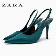 ZARA spring home new style back strap Baotou women's shoes blue French temperament high-heeled slingback sandals