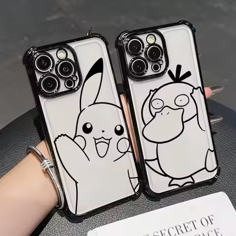 Line P-Pokemons P-Pikachus Psyduck For Google Pixel 8 7 10 9 Pro XL A 7A 8A 9A 10A 5G Case Silicone 