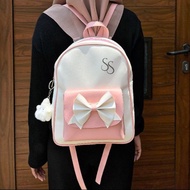 ZAFIRA Tas Ransel Sekolah Wanita Besar Kulit Sintetis Miniso T32 x L9 x P26cm dengan Resleting Tali