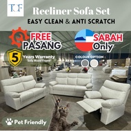 Sabah Sofa Set Easy Clean Sofa Anti Scratch Fabric Sofa Ruang Tamu 3 Seater Sofa Recliner Sofa Kain