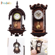 predolo 1:12 Scale Doll House Model Roman Clock Vintage Wall Clock Realistic Mini Pendulum Clock for