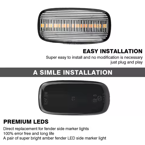 Dynamic LED Turn Signal Side Marker Lights Clear for 1999-2002 Nissan Silvia S15 Skyline R34 AM35 Se