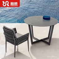 High-End Long Table Balcony Chair Outdoor B & B Outdoor Table Chair Courtyard Open-air Hotel Three-P