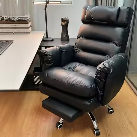 Swivel Home Computer Chair Long Sitting Office Chair Lazy Sofa Chair for Bedroom Desk Executive Boss