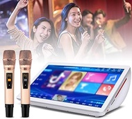 Karaoke Machine, Desktop KTV Player with Reverb Wireless Microphone, 19.5in Capacitive Touch Screen Karaoke System, Support multiple languages for Home Party KTV Bar