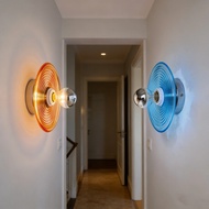 Modern Circular Corrugated Wall Lamp Nordic Glass Wall Lamp Suitable for Corridor/balcony/staircase/