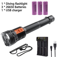 9000LM ไฟฉายดำน้ำที่สว่างเป็นพิเศษ3 * XHP70 LED ถ้ำโคมไฟดำน้ำ3โหมดใต้น้ำกลยุทธ์26650ไฟฉายดำน้ำ