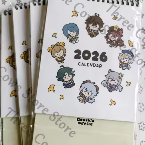 Genuine Anime Genshin Impact Xiao Hu Tao Zhongli Keqing Yaoyao Cosplay Cartoon 2026 Desk Calendar St