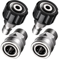 FENG PAI Pressure Washer Adapter Set, 4 Pack Stainless Steel Quick Connect Disconnect Kits, M22 14mm