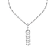 Merii สร้อยคอเงินแท้ 925 ชุบโรเดียม ประดับเพชร CZ ยาว 17 นิ้ว ดีไซน์รูปทรงเรขาคณิต 3 แถว : Decorum 2