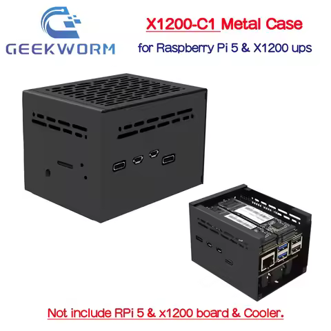 Geekworm X1200-C1 Metal Case for Raspberry Pi 5 & X1200 UPS Board