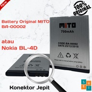 Baterai Handphone Batre Batrai Battery Mito Ori Original  New/Baru BA-00002 BL-4D Candybar/ Featurep