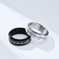 Anxiety Ring Keep fucking going Rotatable Titanium Steel Ring Inspirational Decompression Relieve An