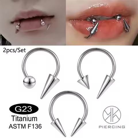 2Pcs 16G Simple G23 Titanium Piercing Lip Ring Fashion Lip Studs Gothic Piercing Lip Nose Ring Labre