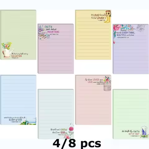 4/8 Pcs 120/240 Christian Sticky Notes Scripture Floral Inspirational Memo Pad Sticky Religious Bibl