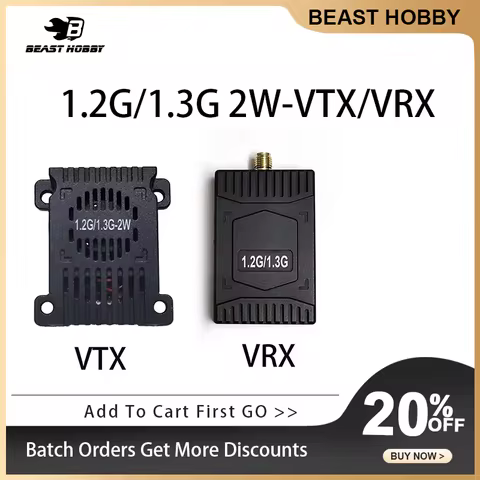 VTX1.2G-1.3G-2W VRX 1.2G-1.3G FPV Video Transmitter VTX-2W 1CH 9CH Wid Band Video Receiver for FPV R