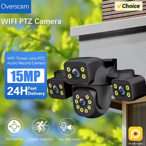 Three Screen Three Lens 15MP HD WIFI IP Color Night Vision Camera Human Detection IP66 Waterproof CC