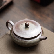 Tea Kettle 100ML Old Rock Mud Flat Teapot Chinese Retro Ceramic Tea Brewing Tea Pot Ball Hole Filter