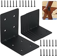 6-Pack 4"x4"x3-1/8 Heavy Duty Steel Corner Bracket, L Right Angle Bracket, Thickness 0.11"(3mm), Met