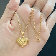 18k Heart Necklace Stainless Diacut Chain 16-18-20 size