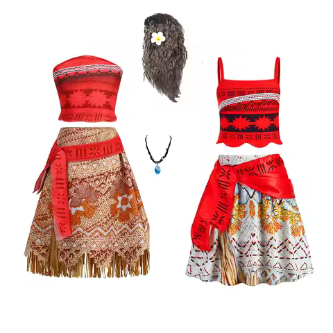 Christmas Moana Dress for Girls Princess Costume Summer Beach Party Kids Carnival Vintage Adventure 