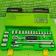 Package 1 Set of TEKIRO Workshop Tools Shock Wrench Socket Set 8 to 32 Mm Hand Socket 24 Pcs 1/ 2 6 