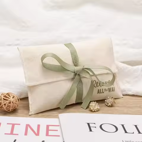 Luxury Custom Logo Jewelry Gift Packaging Pouch Organic Cotton Dust Cotton Envelope Bag