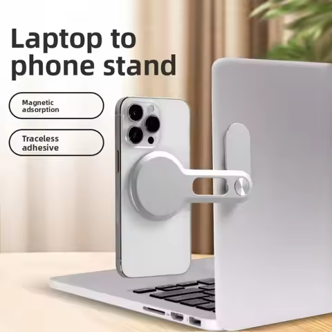 Magnetic Laptop Phone Holder Computer Monitor Side Cell Phone Foldable Display Expansion Phone Stand