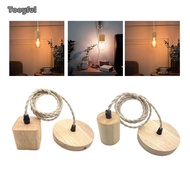 [Tooyful] Vintage Wood Pendant Lamp Holder with E27 Socket Modern Ceiling Light Cord Kit for Bedroom