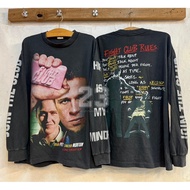 [23] Fight Club biowashed long sleeve Brad Pitt Edward Norton Leather Jacket Year 1999 100% Fabric S