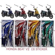 HONDA BEAT V2 BODY COVER STICKER STRIPE COVER SET BEAT 2021 (3) BLUE RED YELLOW BLACK