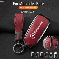 ZOBIG Quality leather Key Fob Cover for Mercedes Benz Car Key Case Shell with Keychain Fit For 2019-