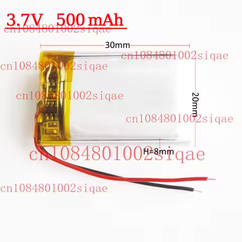 3.7V 500mAh 802030 Lipo Polymer Rechargeable Battery For GPS MP3 Earphone Lot