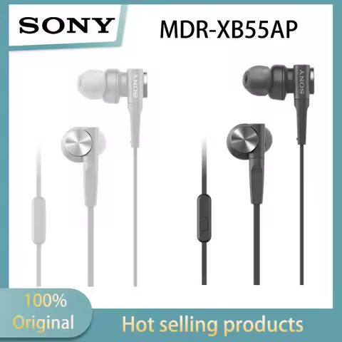 Sony MDR-XB55AP wired in ear headphones with heavy bass for mobile music and sports, powerful low-fr