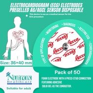 Lessa ECG Electrodes, Foam, Solid Gel, 36x40mm (Adult) Pack of 50’s