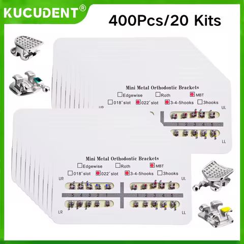 20Packs Dental Orthodontic Metal Mesh Base Brackets - Mini & Standard Roth/MBT/Edgewise Slot 0.022/0