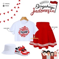 MERAH Coco Kids_ Girls' Set Special Independence Day of the Republic of Indonesia Oneset Croptop + P