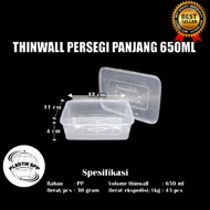 Thinwall RECTANGLE 650ml + Lid CONTENTS 10 PCS THICK Plastic Lunch Box 650 ml FREE PACKING / Fruit S