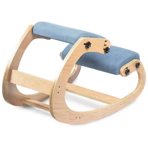 Ergonomic Kneeling Chair - Rocking Office Adjustable Stool - Knee Posture Chair - Wooden Desk Ergono