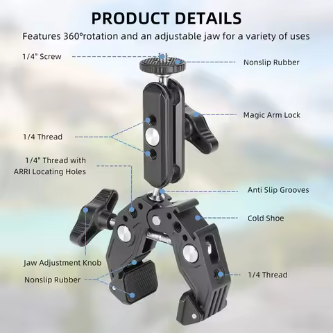 New Aluminum SLR Camera Magic Arm 360° Ball Head with Crab Claw Clip Universal Monitor Bracket BallH