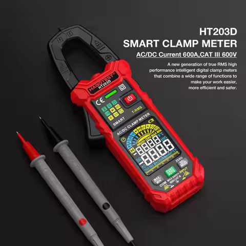 HT205D HT203D Digital Clamp Meter 600A True RMS Multimeter AC/DC Current Amp Meter Measures Current 