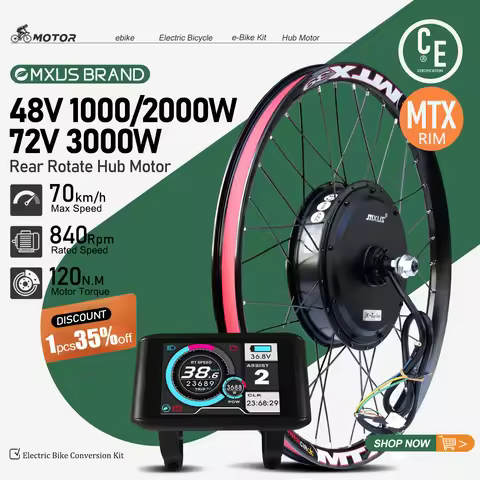 MXUS E-Bike Conversion Kit 48V 1000W 2000W 72V 3000W Rear Brushless Hub Motor Wheel for Electric Bik