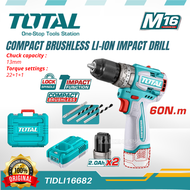 TOTAL TIDLI16682 M16 16V Compact Brushless Li-ion Impact Drill 60N.M