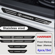 4pcs Car Stainless Door Sill Strip 3D Metal Brushed Black Threshold Protection Sticker For Toyota Ha