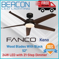 Beacon LED Fanco Keno DC Ceiling Fan with 24W Dimmable LED - Blades 52 Inch