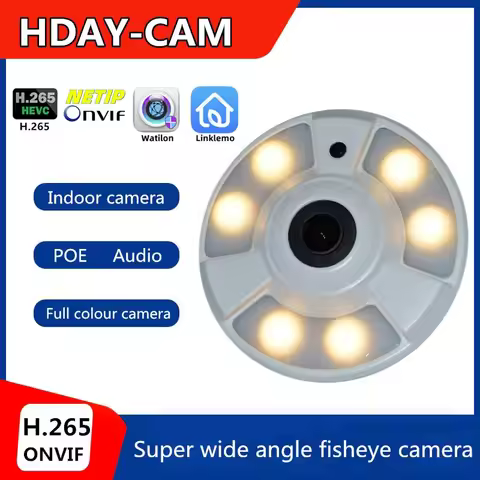 4K Fish Eye Safety Protection Indoor Face Detection IP Camera POE 48V 1.7mm Lens FULL COLOR H.265 wi